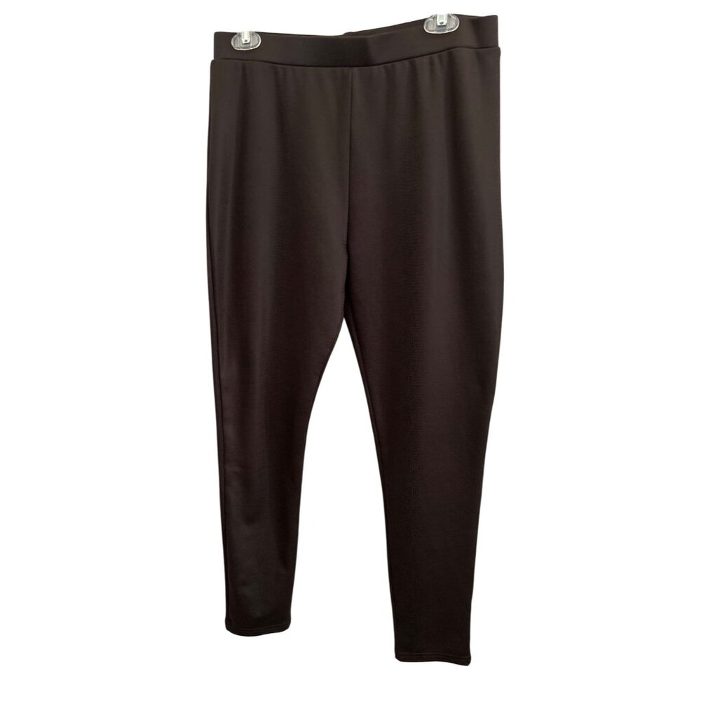Creation L Brown Ankle Skinny Leggings Size Large Elastic Waist Pull On